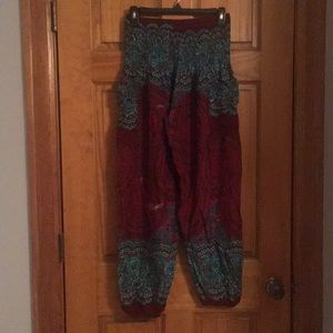 colorful harem pants